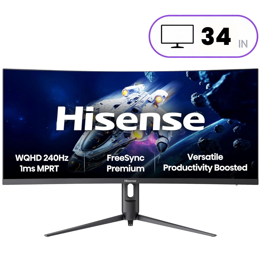  Gaming Monitor Hisense 34G6Q- 34 Inch - VA Panel - Curved - 240Hz - 34G6Q