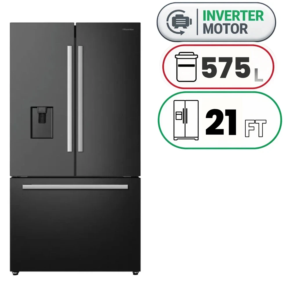 Hisense RF820N4WBU French Door Refrigerator - 575 L - 21 Ft - Inverter - Black