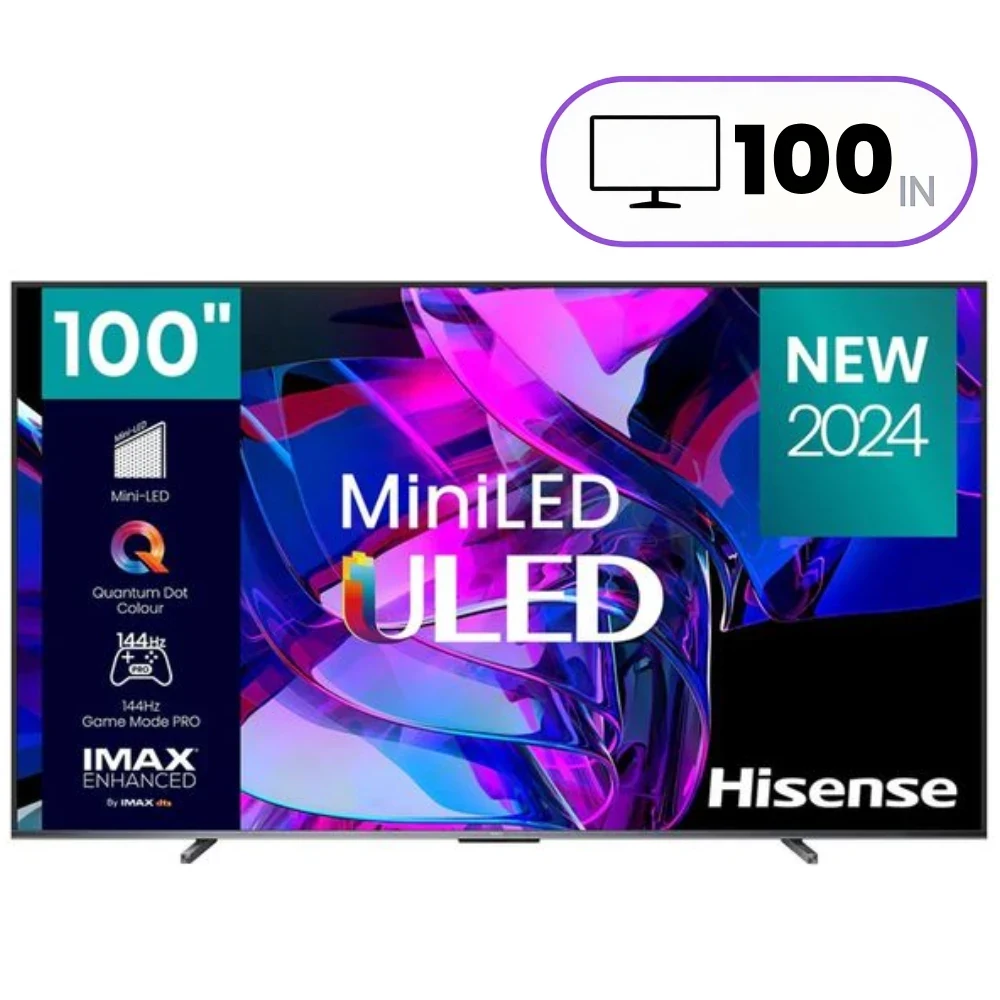 Hisense 100U7K Television - 100 Inch - 4K Ultra HD - Smart VIDAA OS TV - Mini-LED - Black