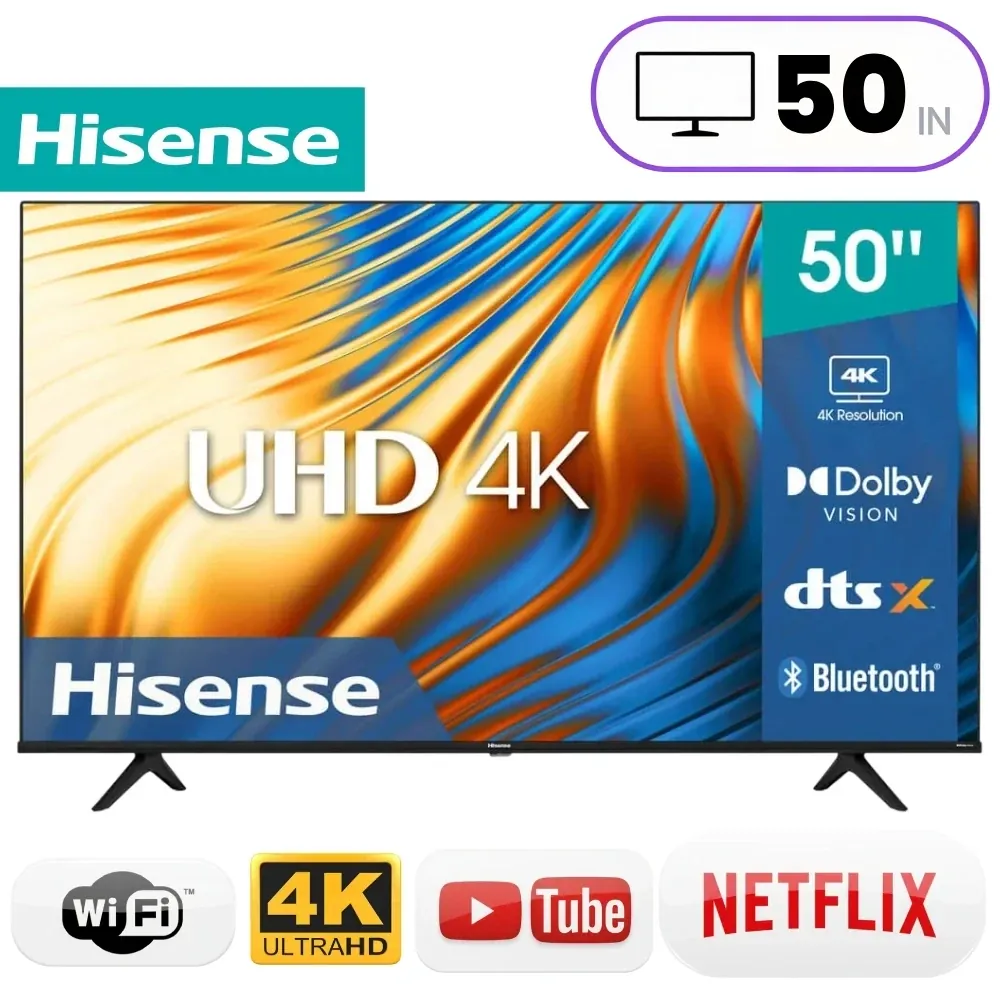 Hisense 50A61Q Television - 50 Inch - 4K Ultra HD - Smart TV - DLED Panel - Black