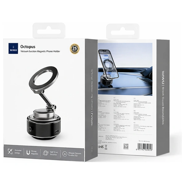  WiWU Foldable Magnetic Phone Holder - 360° Rotation - Sturdy Base - Black 