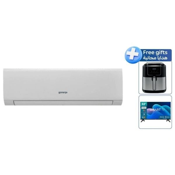 Gorenje GAS24UT - 2 Ton - Wall Mounted Split Inverter - White + Hisense 32-Inch A4N - Smart - HD - LED - 2024 Model + Gorenje AF1700B - Air Fryer - Black