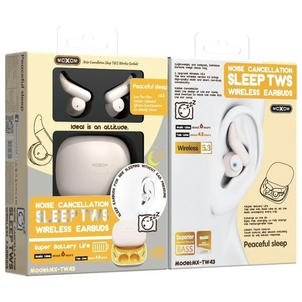  Moxom MX-TW43 - Bluetooth Headphone In Ear - Cream 