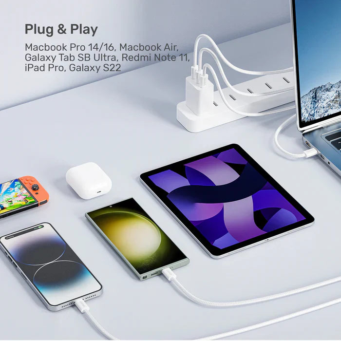 كيبل شحن يونيتيك USB-C إلى USB-C مغناطيسي 100W بطول 1 متر