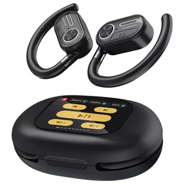  Powerology - ENC TWS Earbuds - Smart Touch Controls - HiFi Audio, High-Definition Display - Black 