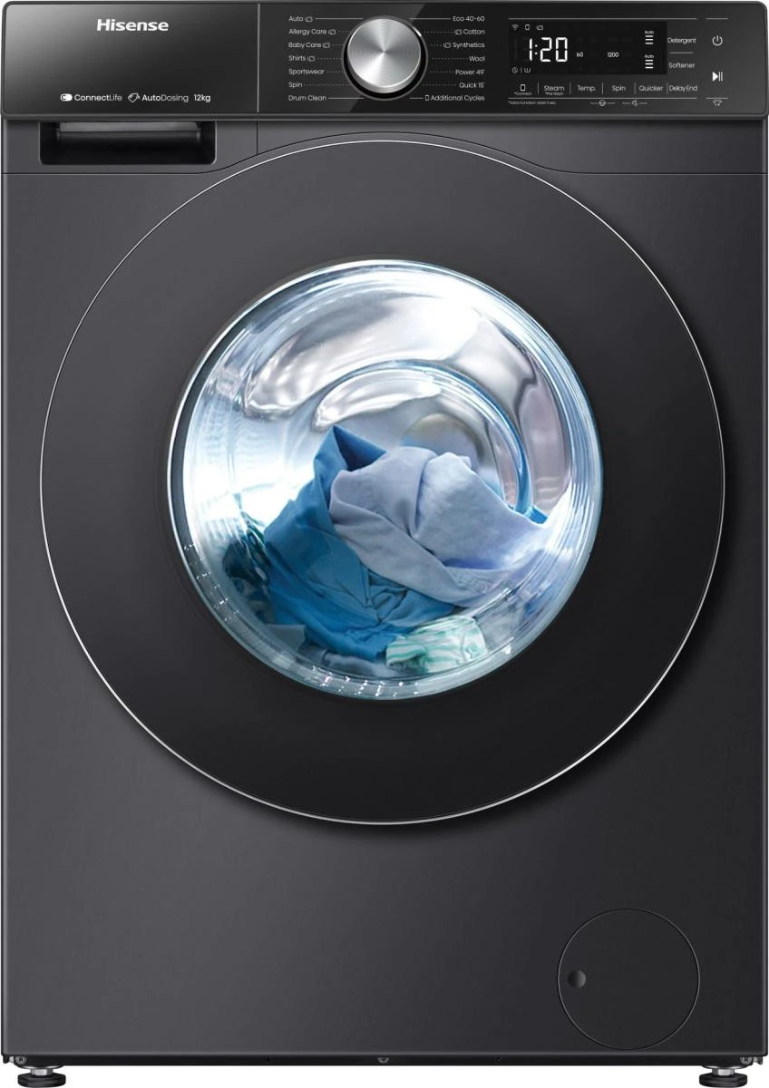 Hisense WF5S1245BB Washing Machine - 12 kg - Inverter - Black