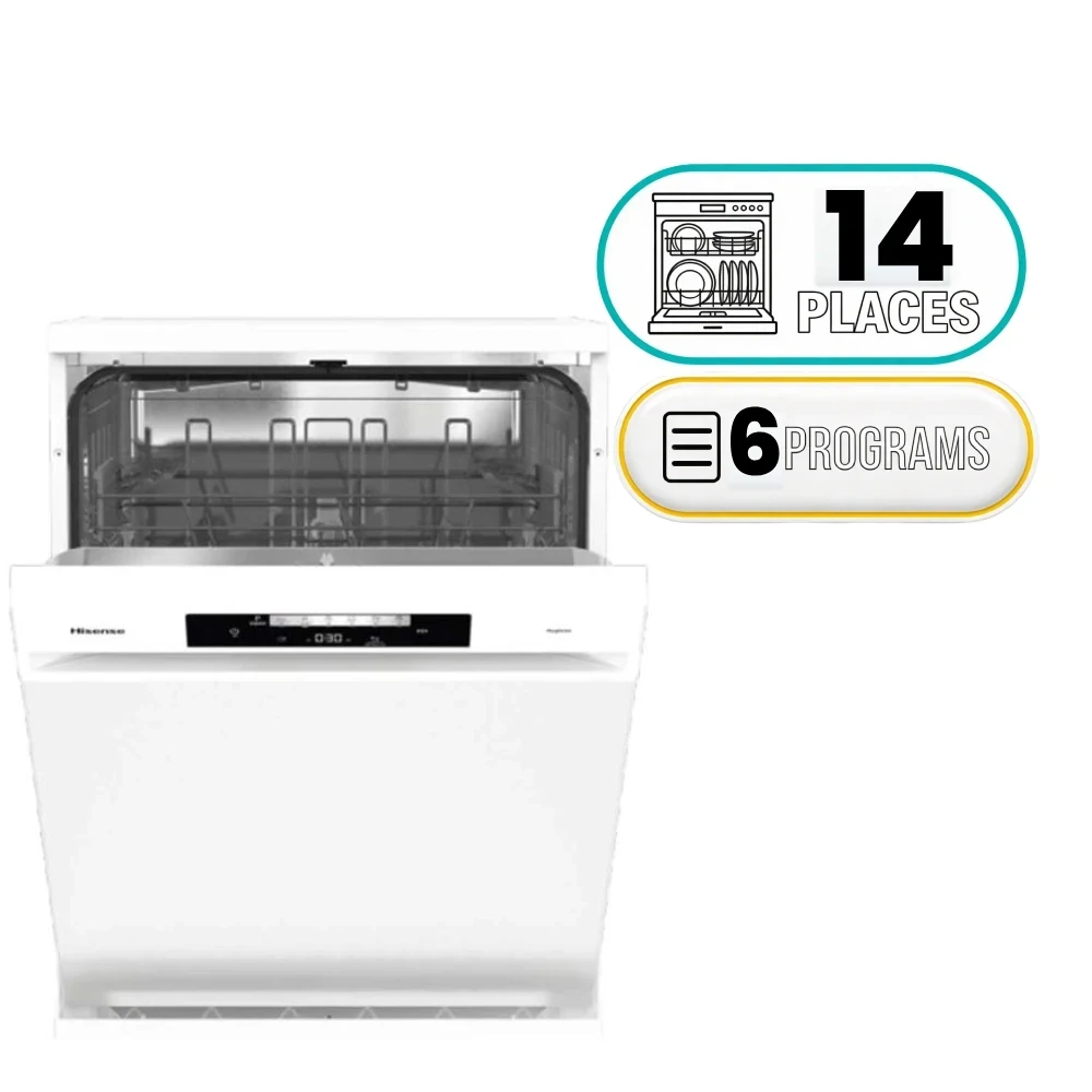 Hisense HV642D90ME Dishwasher - 6 Programs - 14 Places - Silver