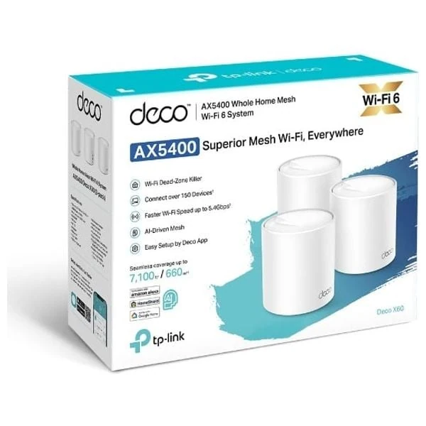  TP-Link Deco X60 AX5400 - Wi-Fi Range Extender - 3 Pieces 