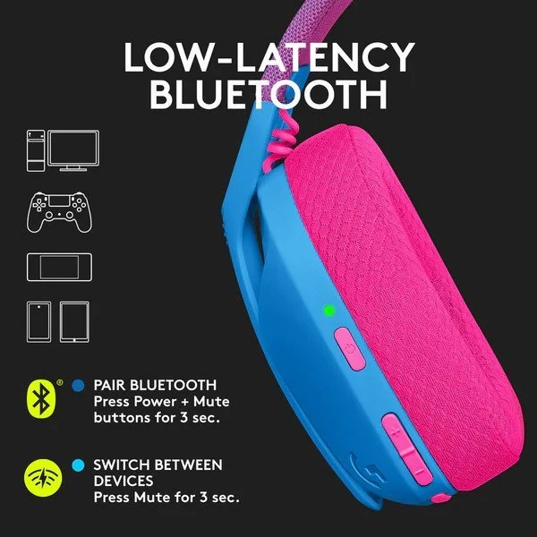 سماعة الألعاب Logitech G435 اللاسلكية خفيفة الوزن (Bluetooth + LIGHTSPEED)
