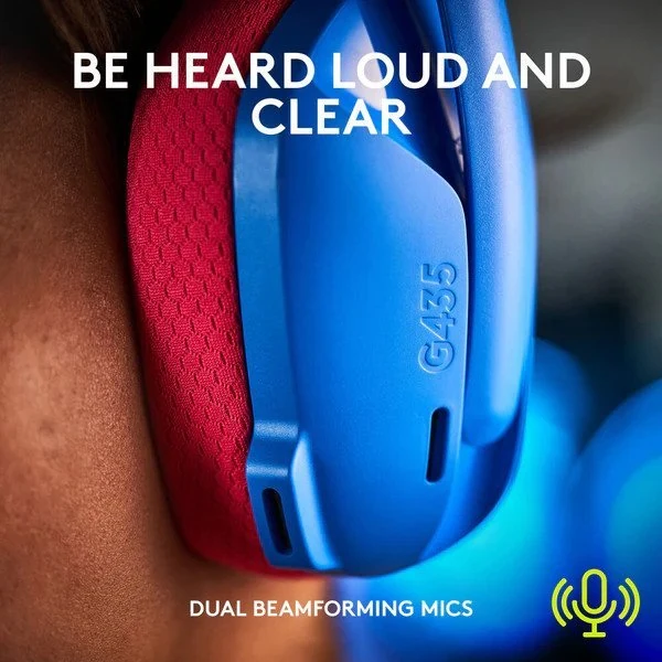 سماعة الألعاب Logitech G435 اللاسلكية خفيفة الوزن (Bluetooth + LIGHTSPEED)