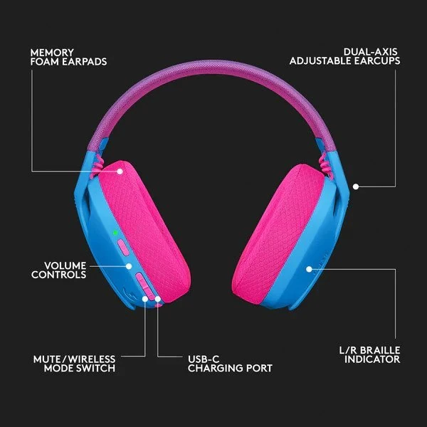 سماعة الألعاب Logitech G435 اللاسلكية خفيفة الوزن (Bluetooth + LIGHTSPEED)