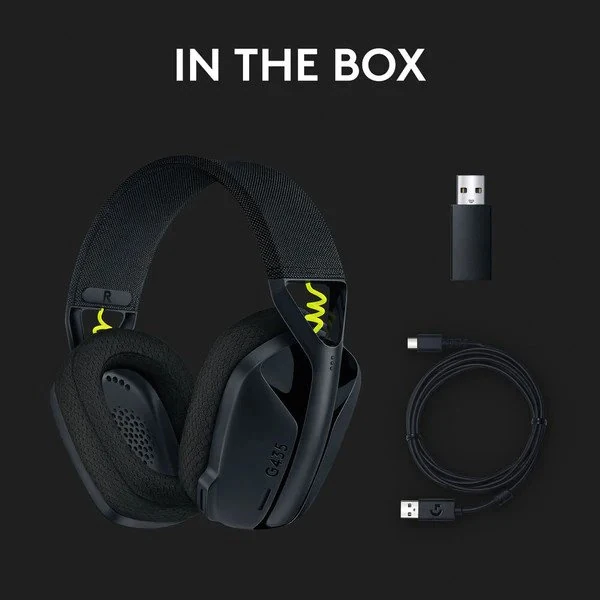 سماعة الألعاب Logitech G435 اللاسلكية خفيفة الوزن (Bluetooth + LIGHTSPEED)