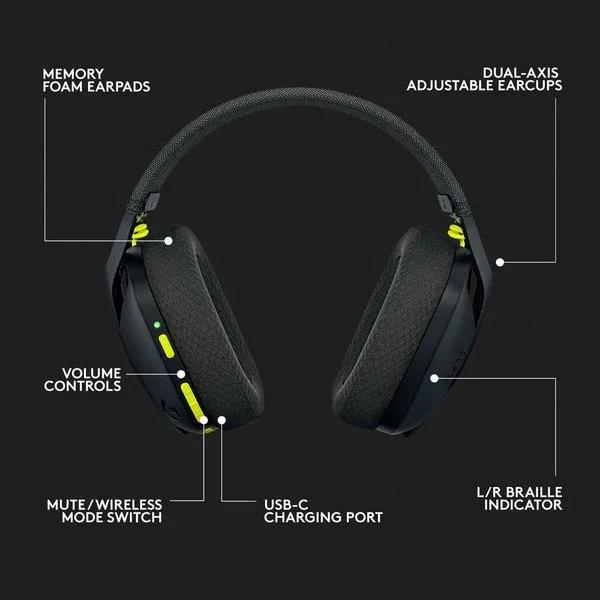 سماعة الألعاب Logitech G435 اللاسلكية خفيفة الوزن (Bluetooth + LIGHTSPEED)