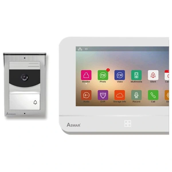  Aswar - Standard Audio & Video DoorPhone System - 1080p HD camera - 7Inch LCD Touch Screen, Android; Arabic language - White 