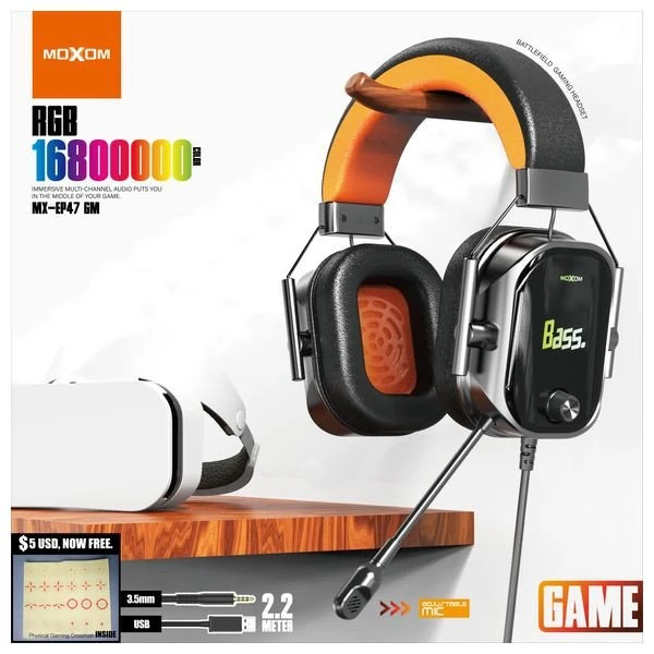  Moxom MX-EP47GM - Over Ear Headphones - Black 