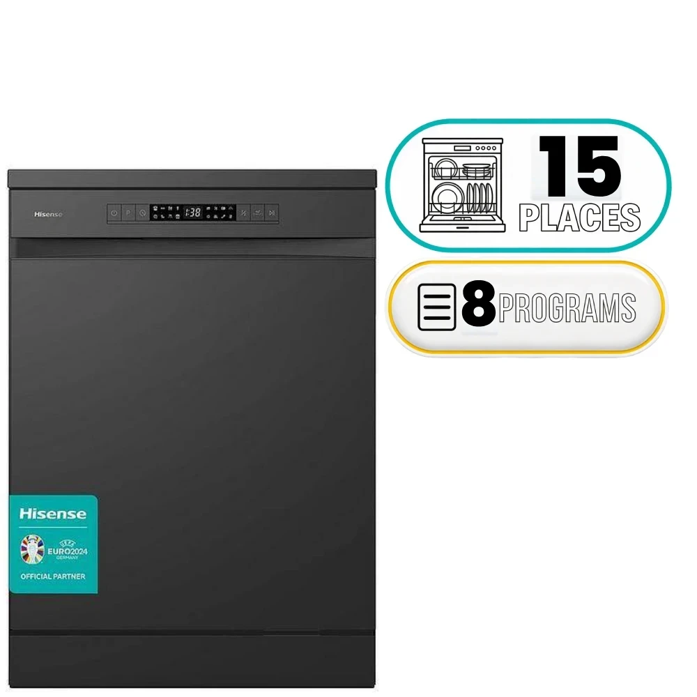 Hisense HS623E91 Dishwasher - 8 Programs - 15 Places - Black