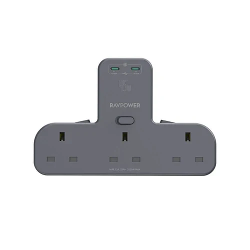 PD 45W Power Outlet Extender with 3 AC Outlets  RAVPower & 2 USB-C Ports  PC1069