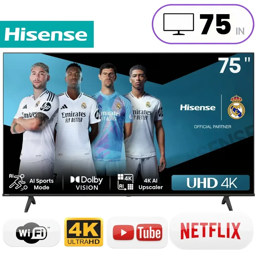 Hisense 75A61Q Television - 75 Inch - 4K Ultra HD - Smart TV - IPS panel - Black