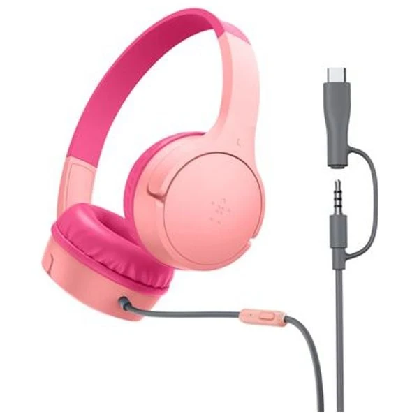  Belkin AUD010hqPK - wired Headphone Over Ear For Kids - USB-C - Pink 