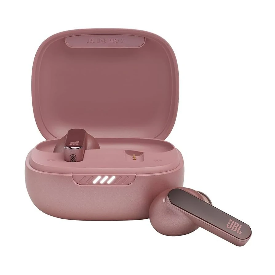 Live Pro 2 JBL True Wireless NC earbuds with wireless charging and touch control (Rose).