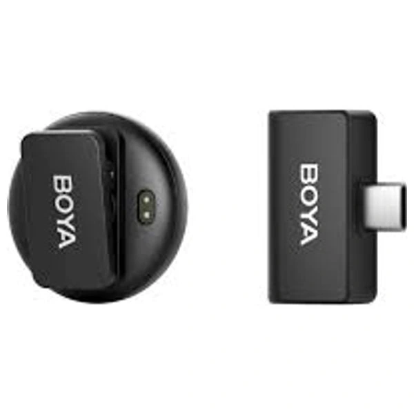  BOYA Wireless Omic microphone - Noise Reduction - Long Battery Life Up to 30 hours of total use with the charging case - Black 