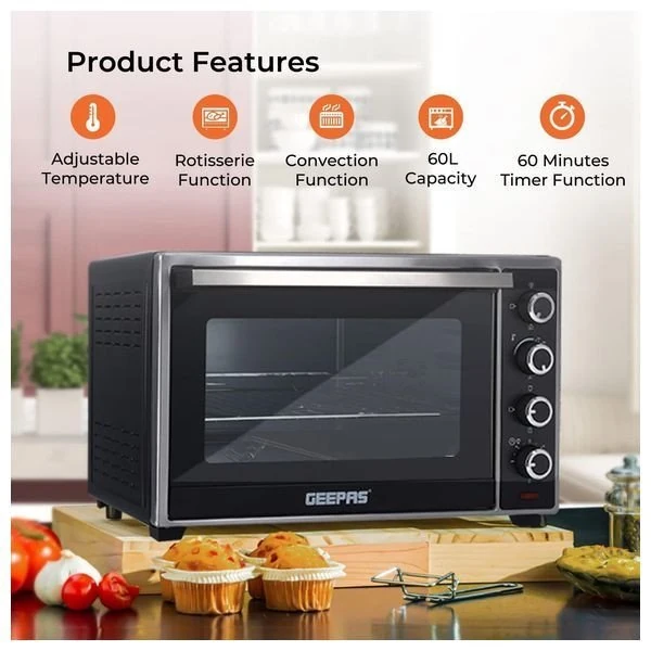 Geepas GO34012 - Electric Oven - 60L - Black