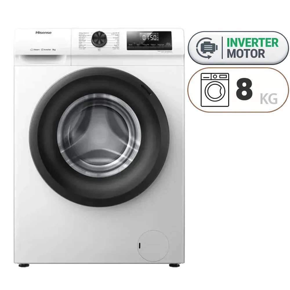 Hisense WFQP8012W/S Washing Machine - 8 kg - Inverter - White