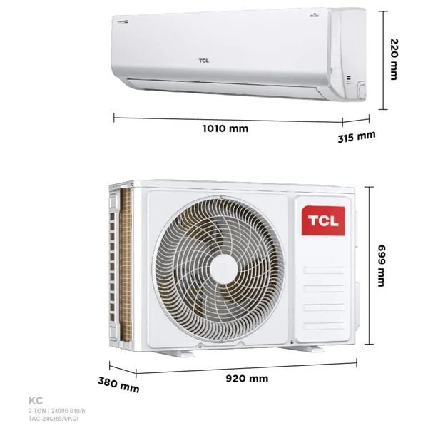 TCL TAC-24CHSA/KCI - 2 Ton - Wall Mounted Split - White - Inverter + AMP Control - Free Installation