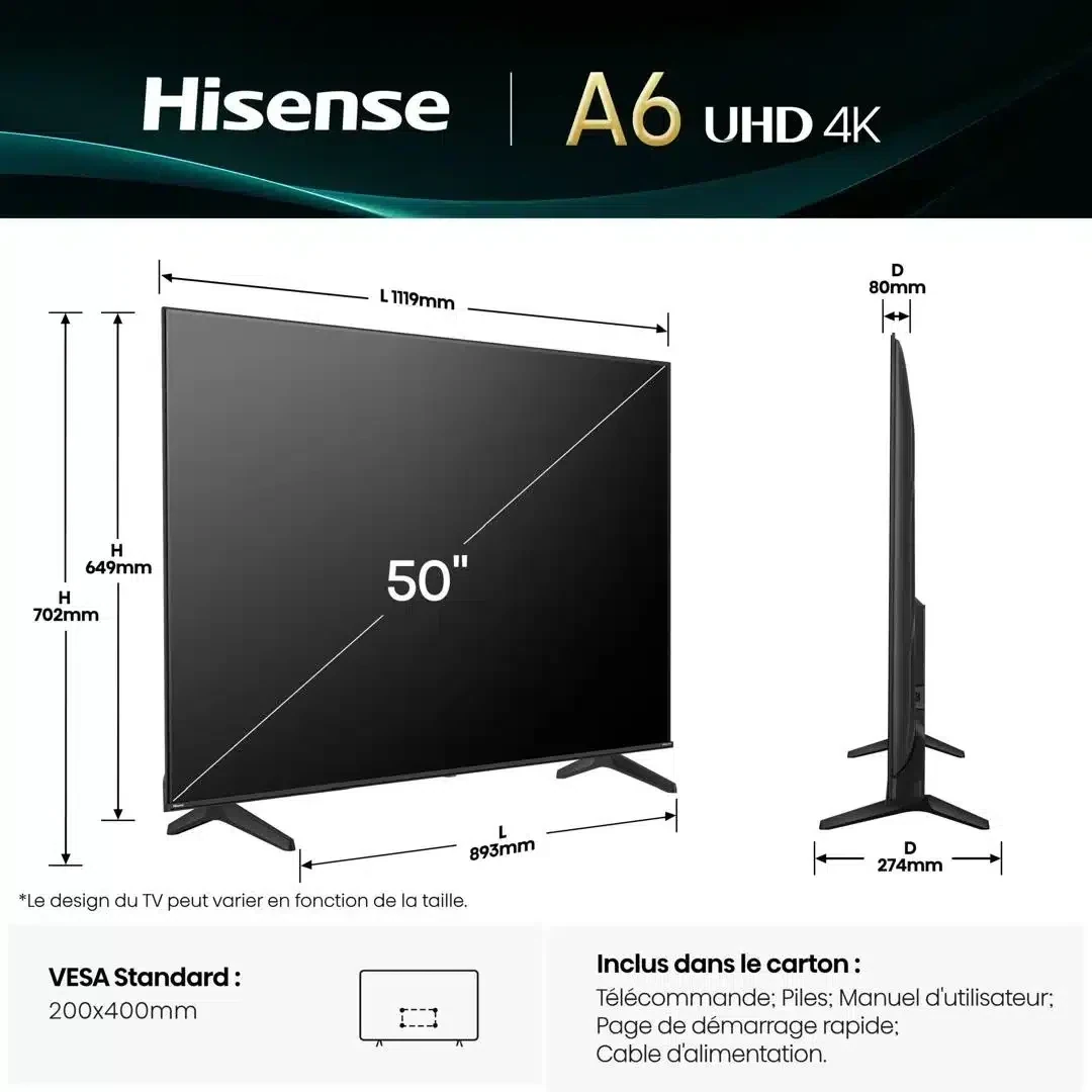 Hisense 50A4Q Television - 50 Inch - Full HD - Smart VIDAA TV - DLED - Black