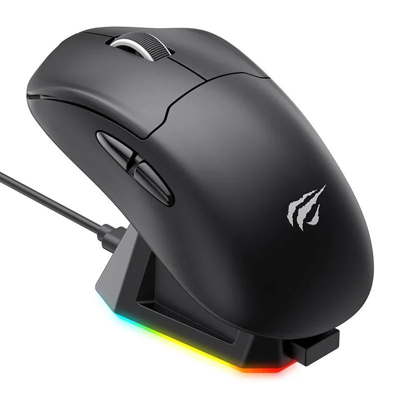إم إس 979 دبليو بي ماوس ألعاب هافيت ماوس ألعاب سلكي ولاسلكي مع إضاءة RGB وقاعدة شحن.