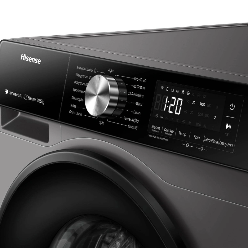 Hisense WF3S1043BT Washing Machine - 10.5 kg - Inverter - Titanium