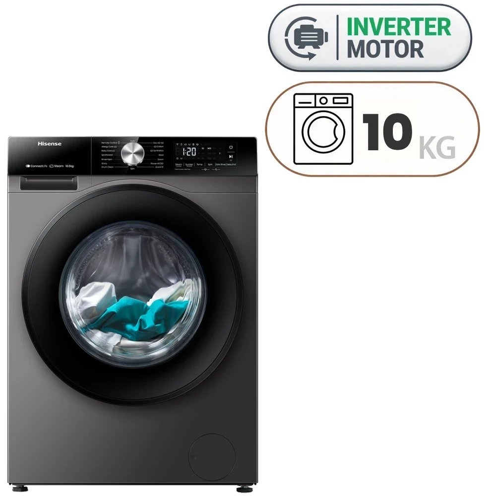 Hisense WF3S1043BT Washing Machine - 10.5 kg - Inverter - Titanium