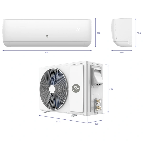  Flo AH18X23 - 1.5 Ton - Wall Mounted Split - Inverter - Amp Control - White - Free Installation 