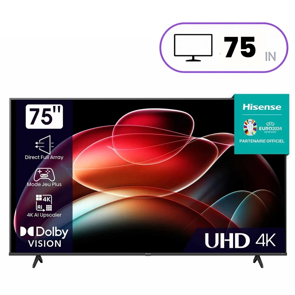 Hisense 75A6500K Television - 75 Inch - 4K Ultra HD - Smart Google TV - Black