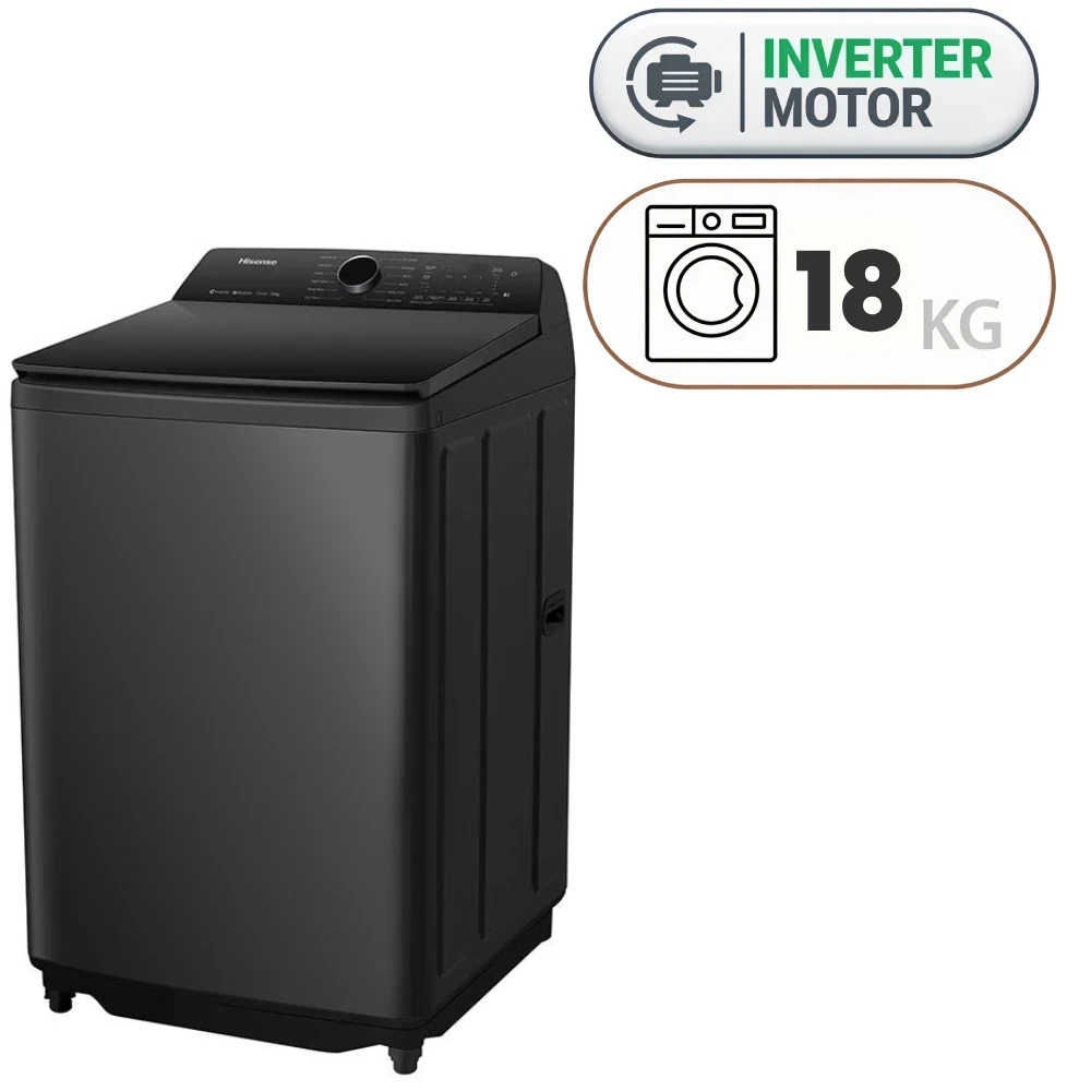 Hisense WT5I1823DB Top Load Washing Machine - 18 kg - Inverter - Black