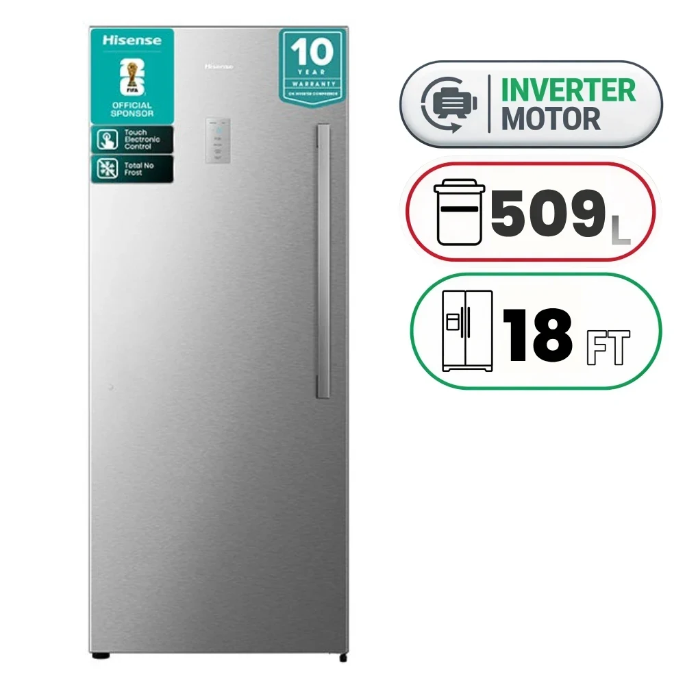 Hisense FV3N509NAI Upright Freezer - 509 L - 18 Ft - Inverter - Stainless Steel