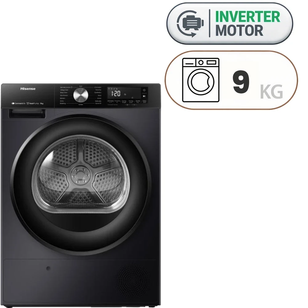 Hisense DH3S902BT Heat Pump Dryer - 9 kg - Inverter - Titanium