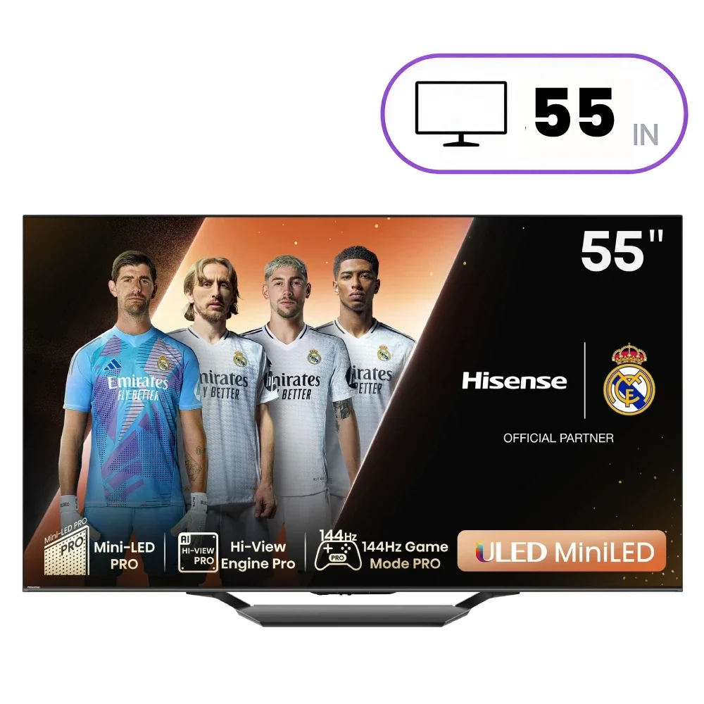 Hisense 55U7N Television - 55 Inch - 4K Ultra HD - Mini-LED - Black