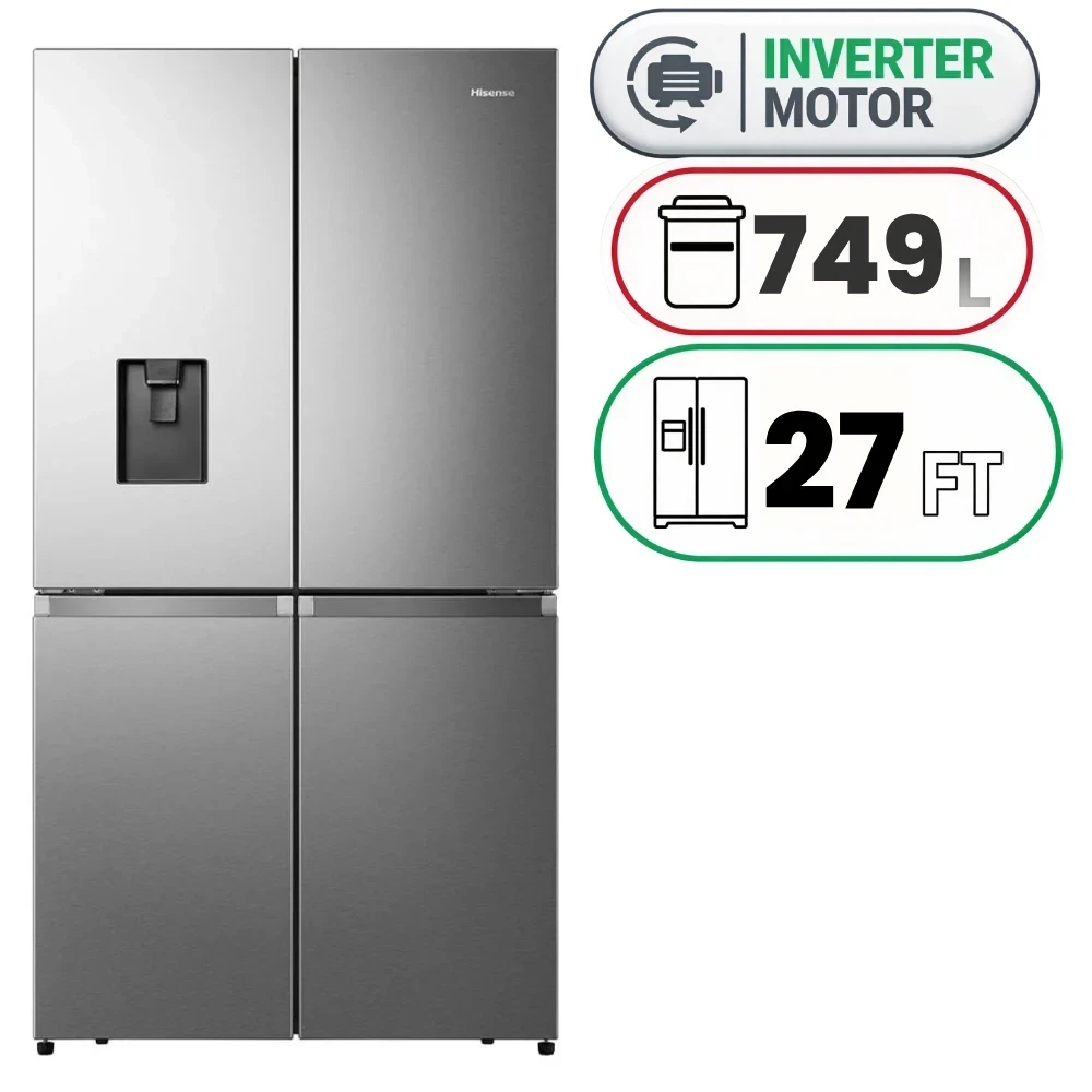 Hisense RQ749N4ASU French Door Refrigerator - 749 L - 27 Ft - Inverter - Silver
