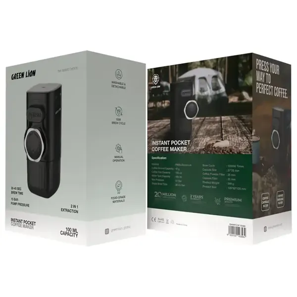Green Lion Instant Pocket Coffee Maker - 100ml - Black
