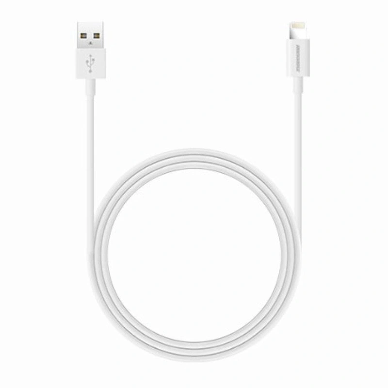 Zeta Series Cable Rockrose USB-A to Lightning fast charging 2.4A 1M (White).