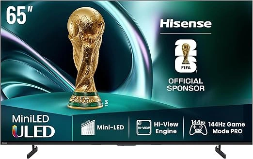 Hisense 65U7Q PRO ULED Mini LED Television - 65 Inch - 4K Ultra HD - 165 Hz - Smart TV - HDR - VRR Gaming - Black