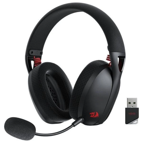Redragon H848 IRE Pro - سماعات فوق الأذن - اتصال ثلاثي الأوضاع - حجم مشغّل 40MM - محيط صوتي افتراضي 7.1 - ميكروفون قابل للفصل - اتصال 2.4G/BT/سلكي - أسود