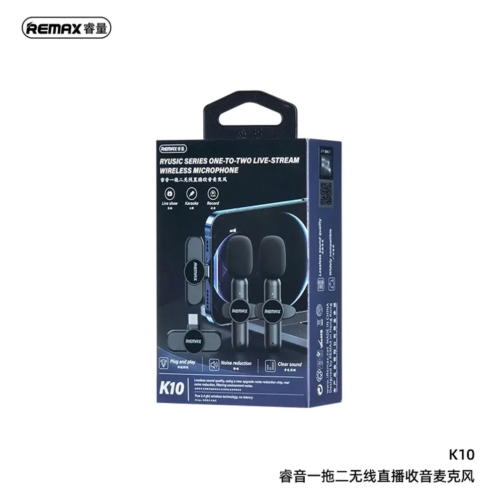 ميكروفون لاسلكي للبث المباشر ريماكس  K10 1x2 مع مستقبل ومرسل