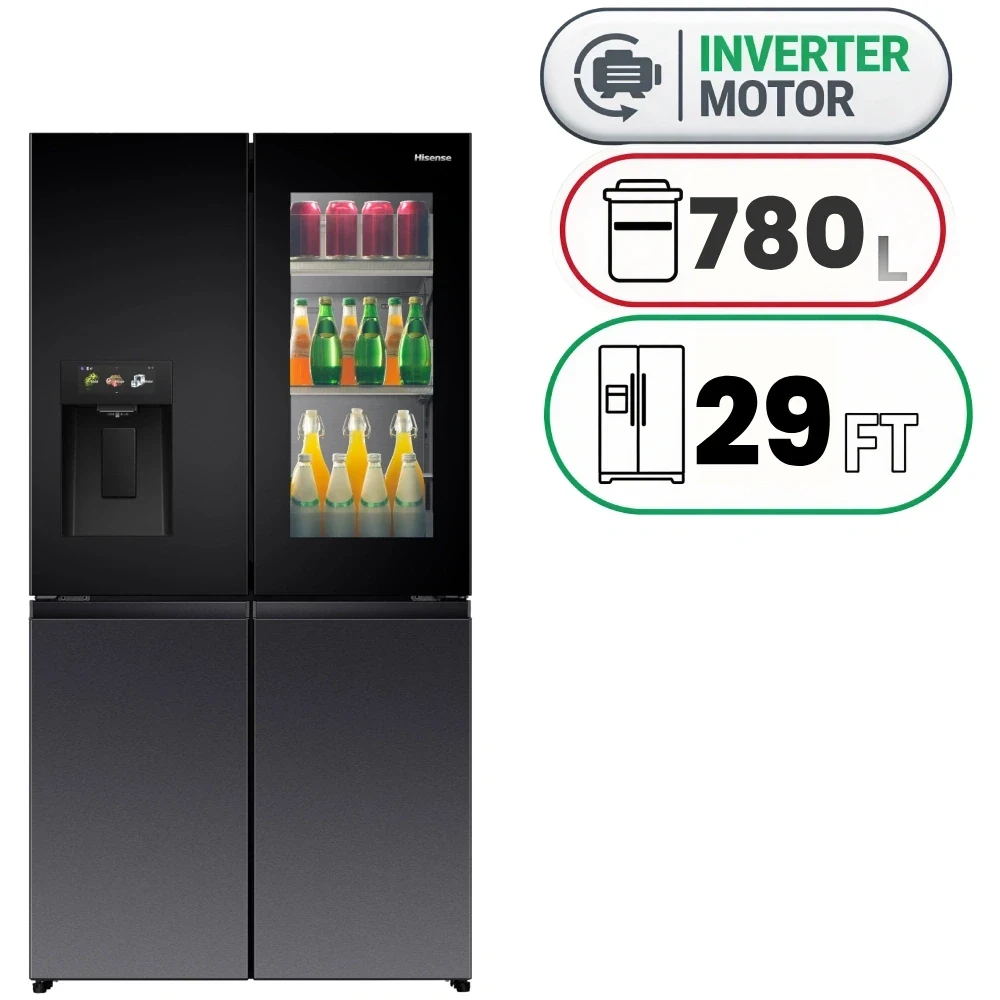 Hisense RQ9P780TTB1 French Door Refrigerator - 780 L - 29 Ft - Inverter - Black