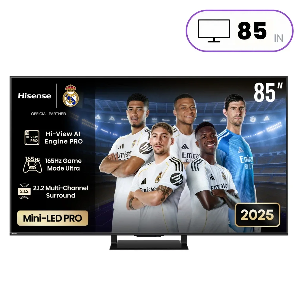 Hisense 85U7Q PRO ULED Mini LED Television - 85 Inch - 4K Ultra HD - 165 Hz - Smart TV - HDR - VRR Gaming - Black