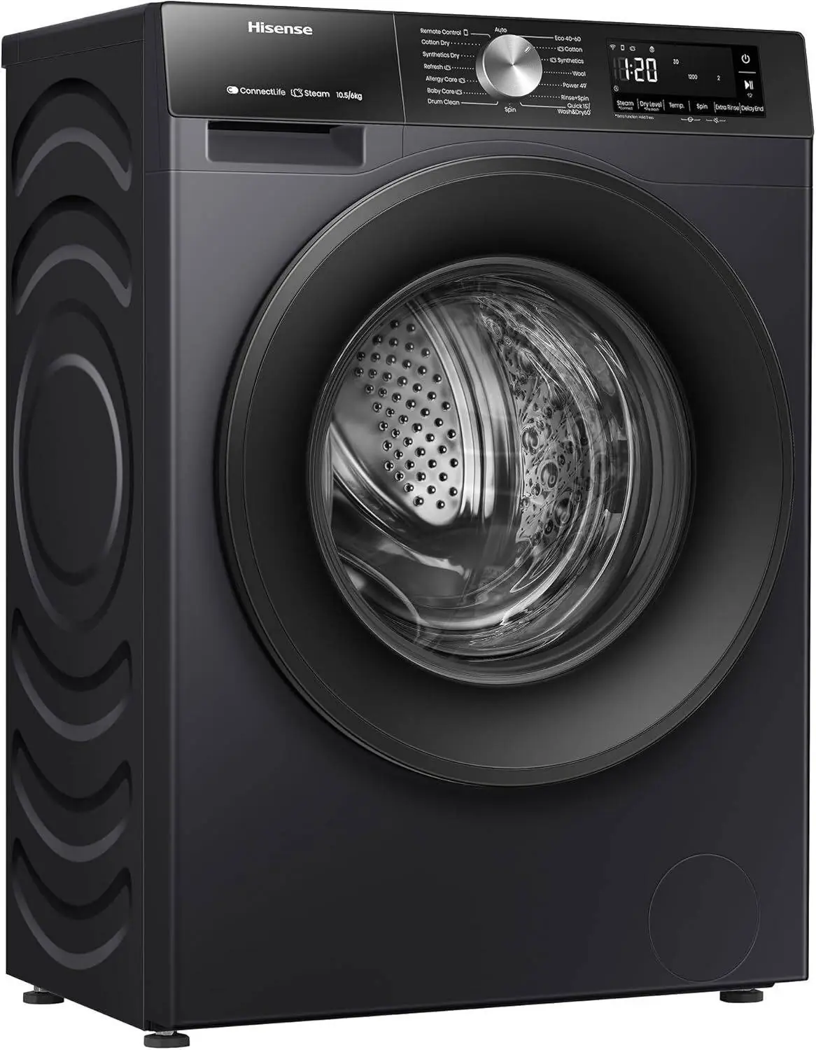 Hisense WD3S1043BT Washing Machine - 10.5 kg - 6 kg Drying - Inverter - Titanium