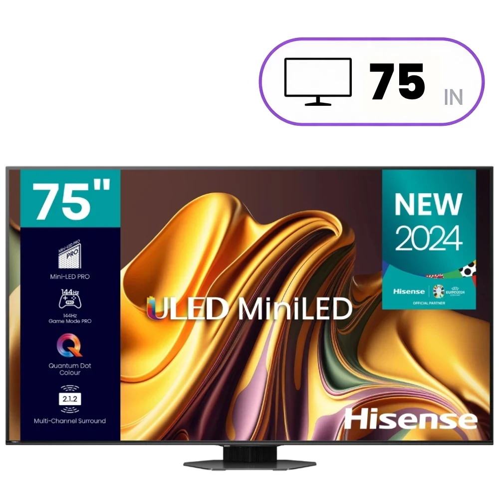 Hisense 75U8N Television - 75 Inch - 4K Ultra HD - Mini-LED - Black