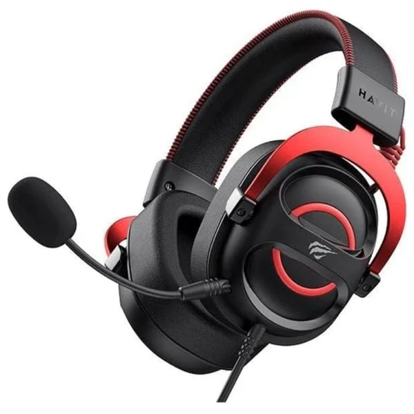  Havit H2002E Pro Over-Ear Gaming Headset - Wired - 60mm Drivers - Detachable Microphone - Red 