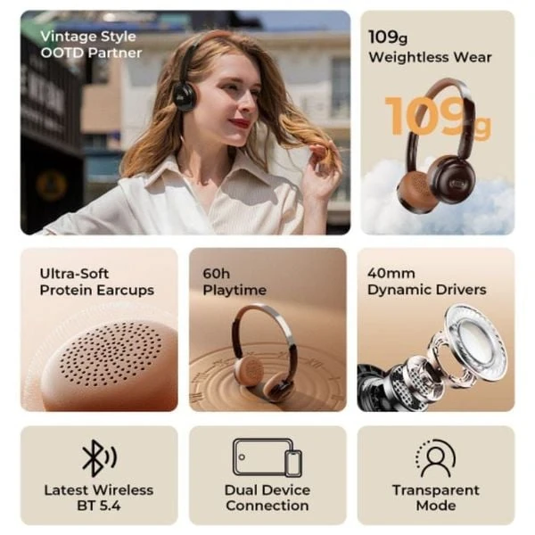  Havit Model-H616BT-/-HVBT-H616BT-SVBK- Bluetooth Headphone Over Ear - Up To 60 hours - Silver 